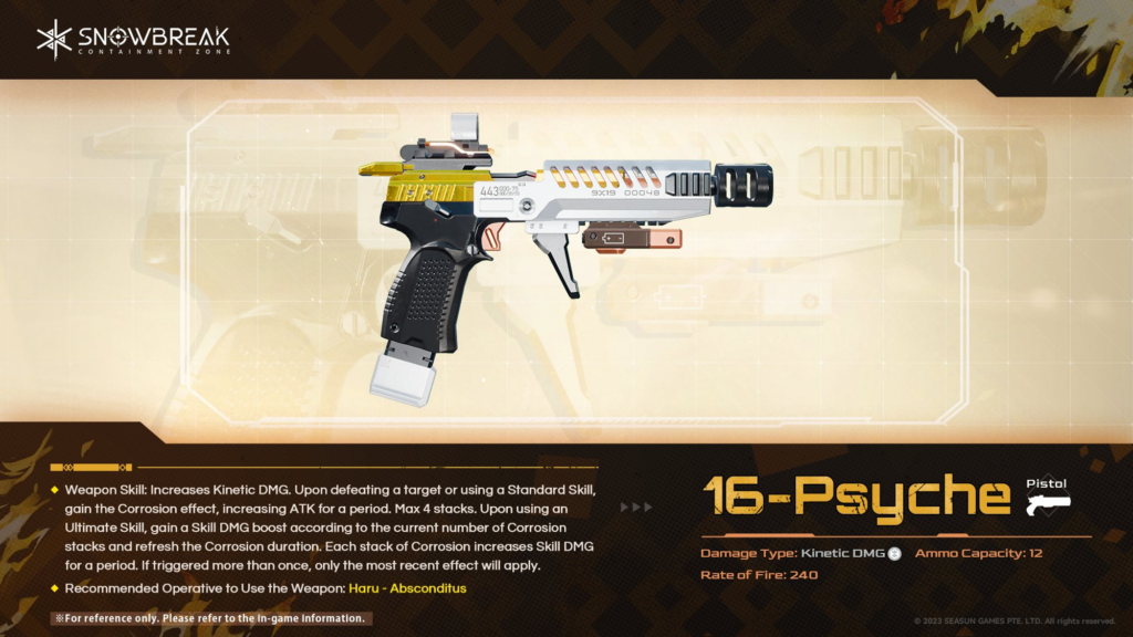 Featured Weapon - Psyche-16 Weapon Details | Snowbreak: Containment Zone